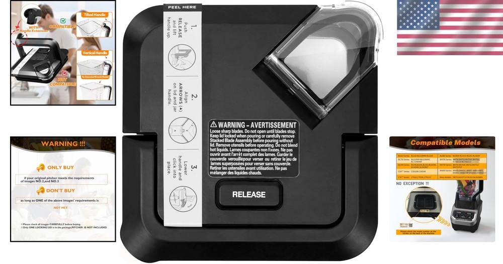 Ninja Blender Replacement Locking Lid - Clear Polycarbonate