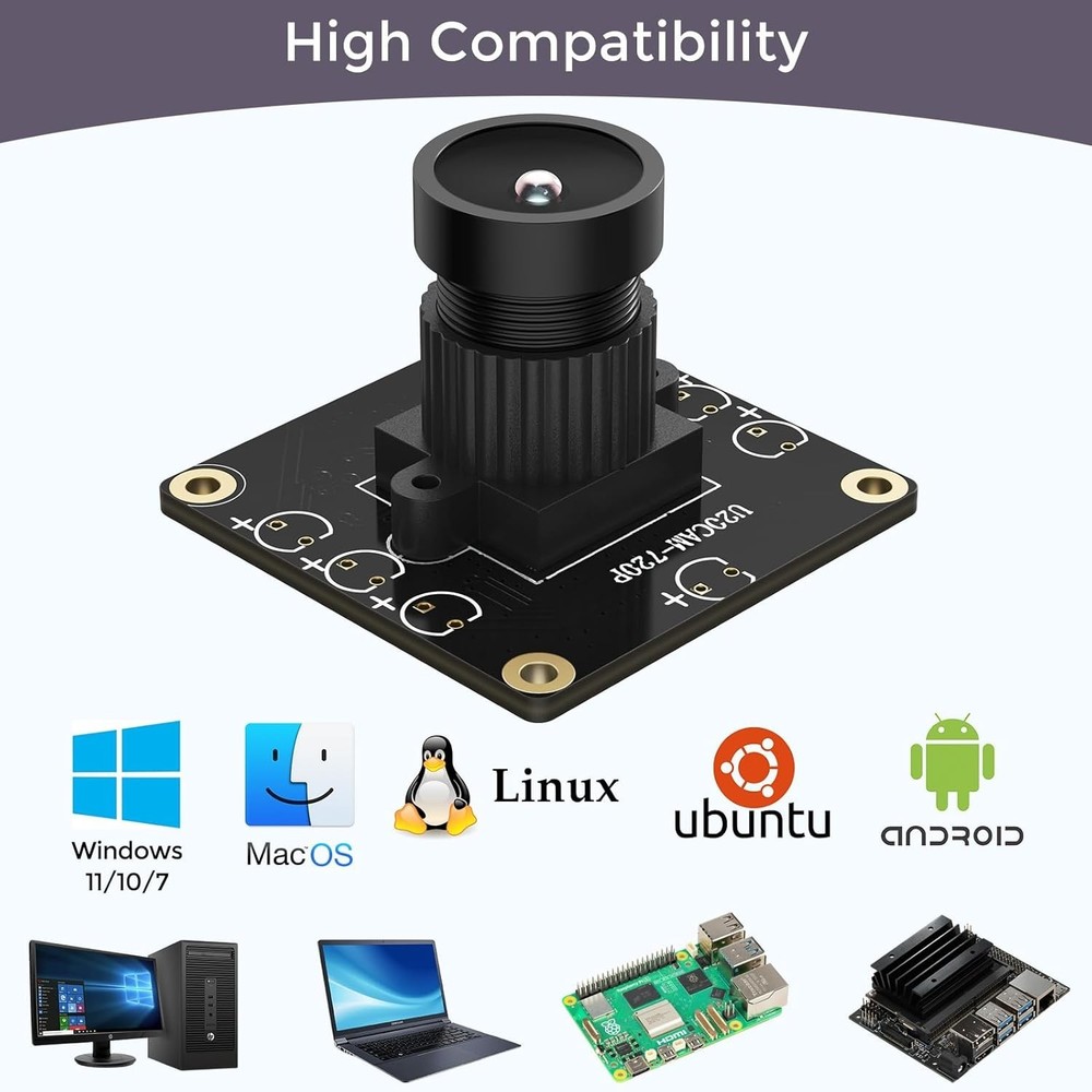 Plug and Play 720P USB 2.0 Camera - Supports Windows, Linux & Android Devices