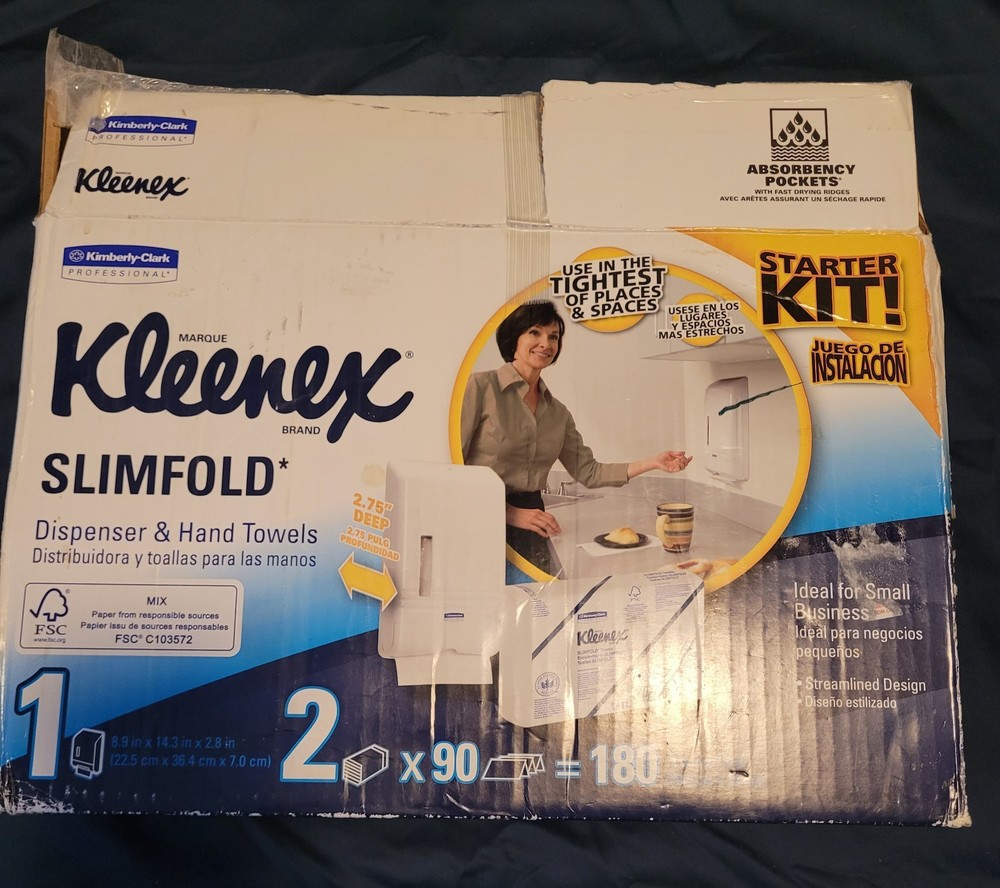 Kleenex Slimfold Multi-Fold Hand Towels Dispenser Starter Kit New