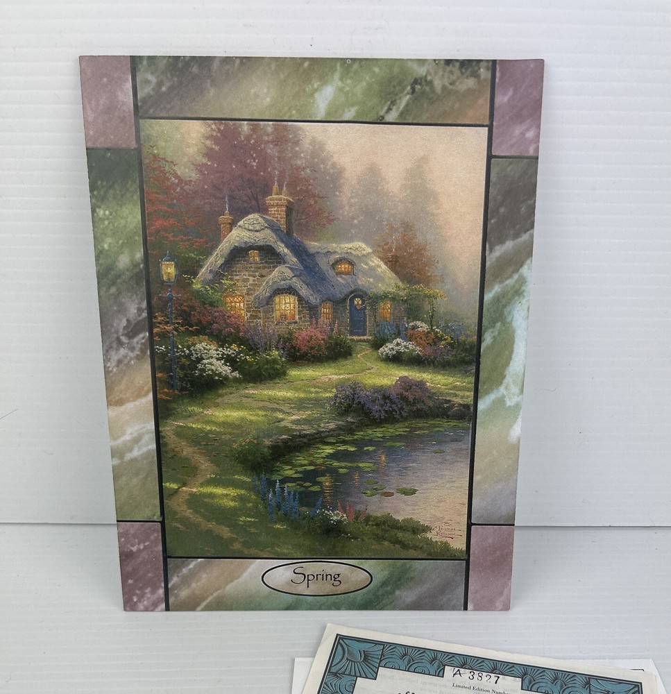 Thomas Kinkade Stained Glass Clock Collection Glass Panel - Spring