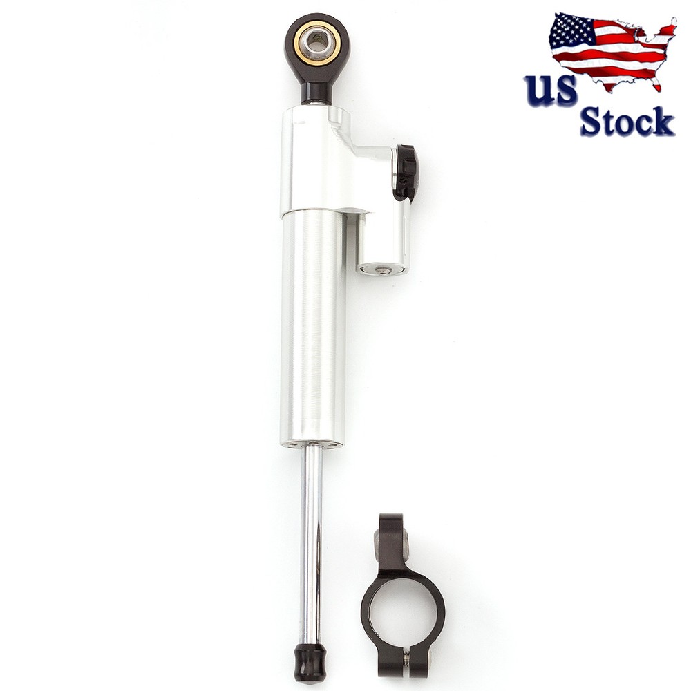 CNC Adjustable Steering Damper Stabilizer For Yamaha Honda Ducati Silver&Black