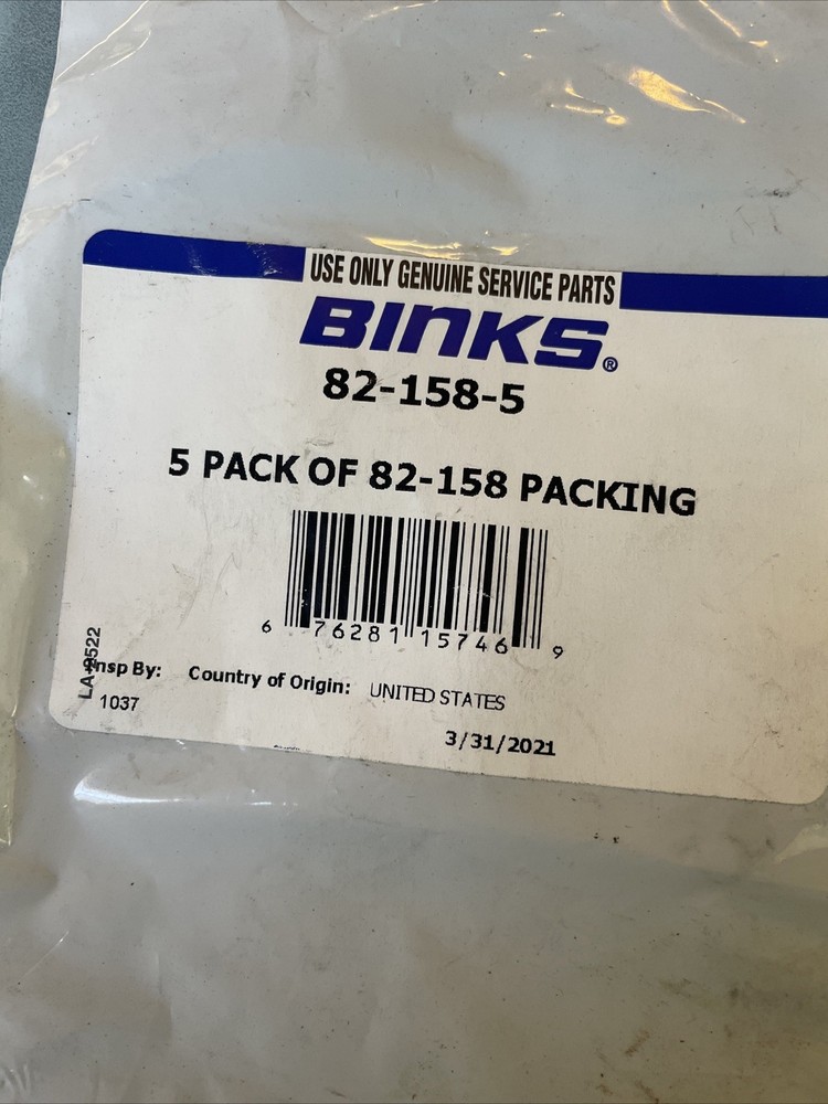 Binks 82-158-5 5 Pack 82-158 Packing