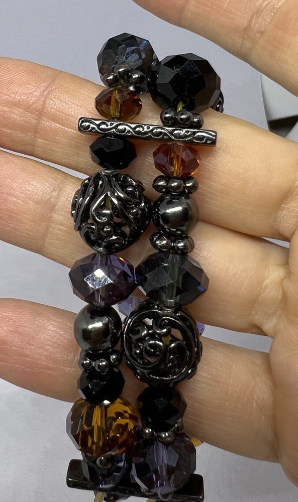 Faceted Glass Beads Multi-Row Bracelet X 2