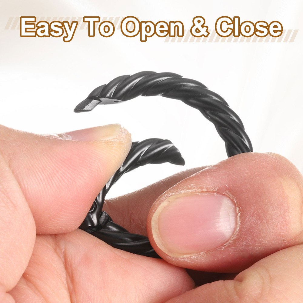 6Pcs Spring O Rings 1" Round Trigger Snap Hook Circle Black Key Ring Clip