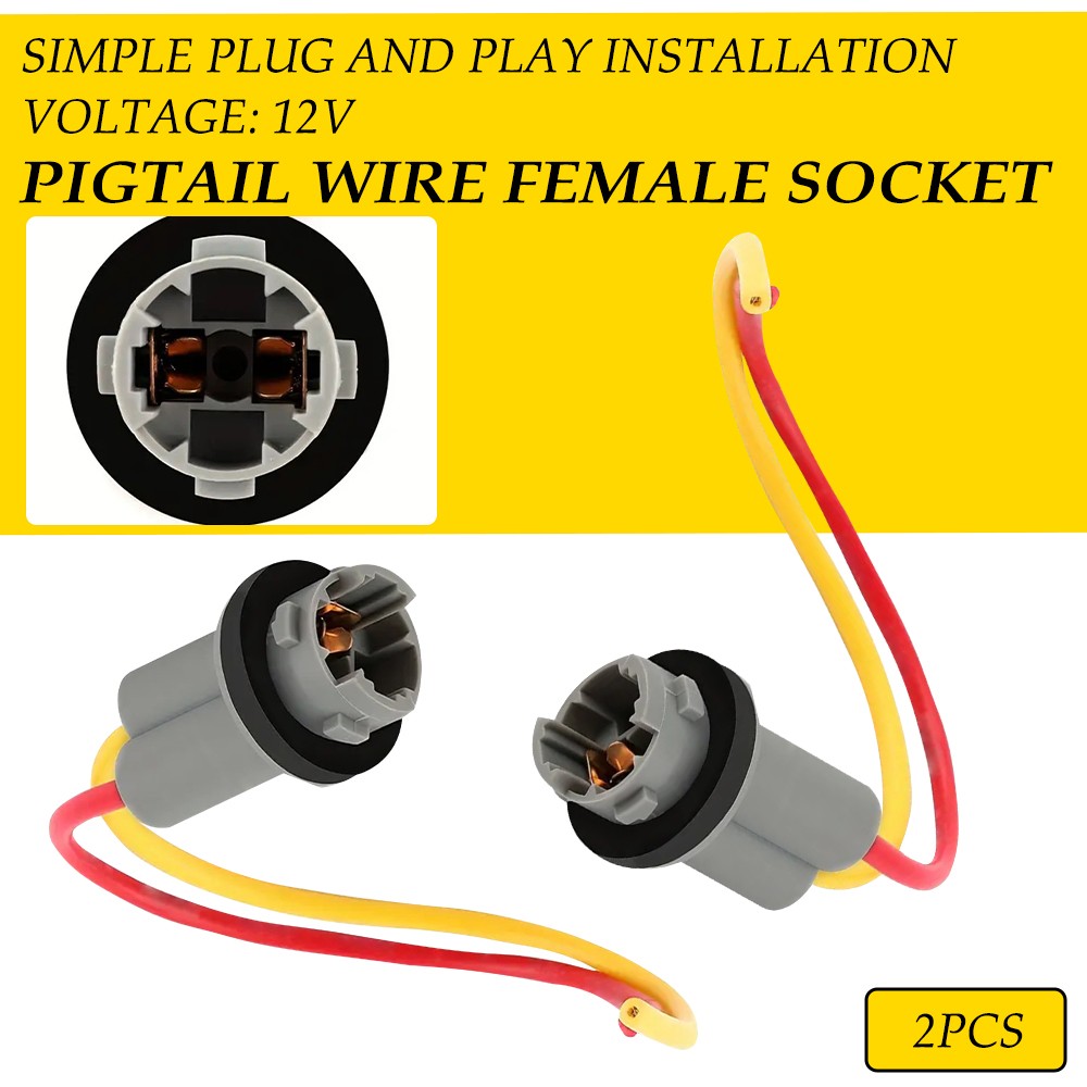 2X New 194 PGS T10 Universal Pigtail Wire Female Socket Front Side Marker Light