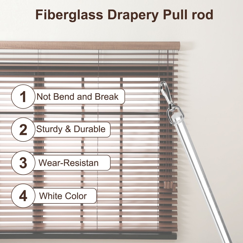 2Pcs 17"Clear Curtain Pull Rod Acrylic Blind Wand Replacement Part