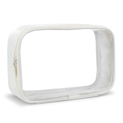 Clear Toiletry Bag Makeup Bags TSA Approved Travel 1 Pack, Medium Beige