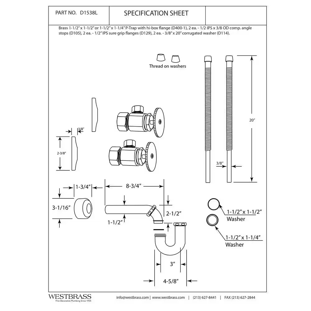 Standard Pedestal Lavatory Supply Kit Matte Black