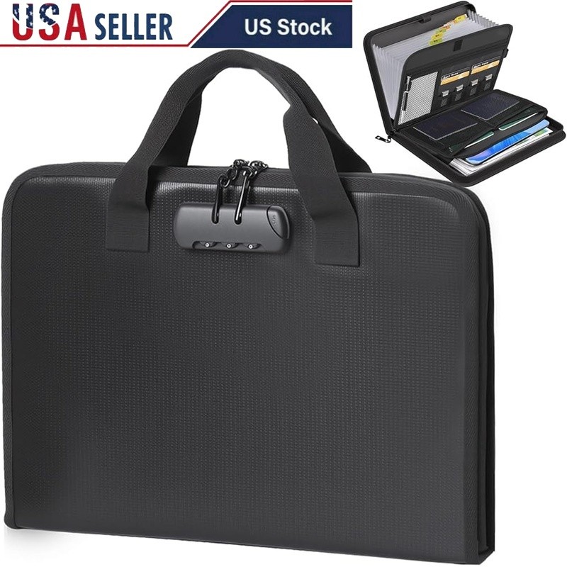 Fireproof Expanding File Organizer Portable Accordion Storage Folder Documents