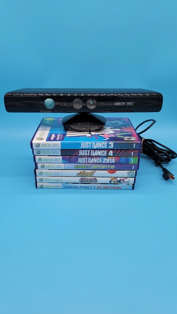 Microsoft Xbox 360 Kinect Sensor Bar With 7 Games Lot Tested