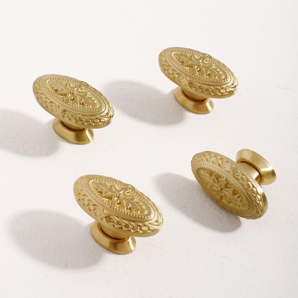 Brass Cabinet Knobs Antique Drawer Knobs, Copper Oval Handles Knobs for Kitch...