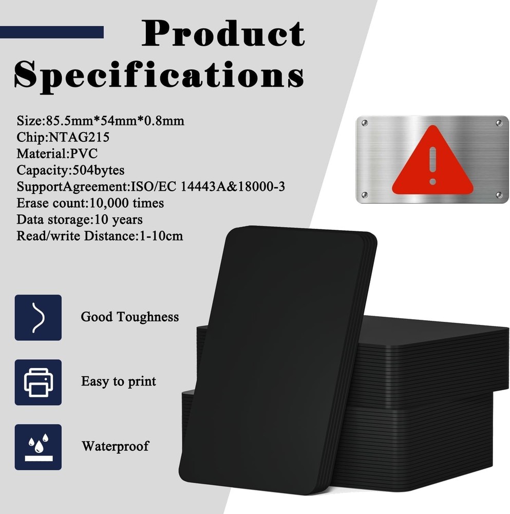 10pcs NTAG215 NFC Cards 📱 Programmable Black NFC Tags for Mobile Devices