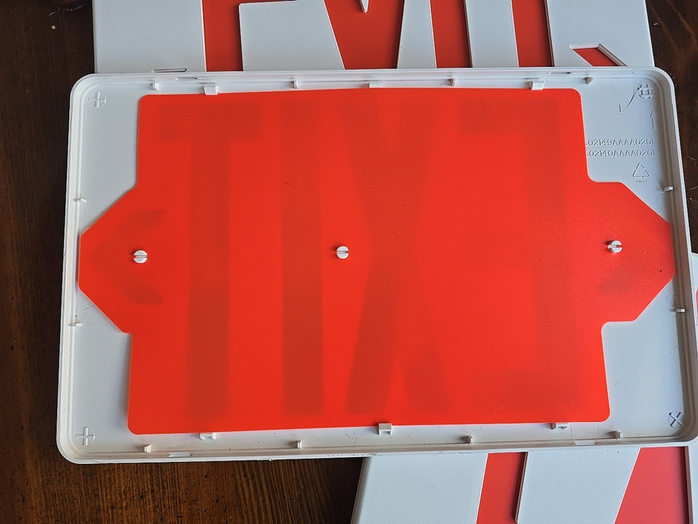 lot 3 Plastic 2 piece Wall EXIT signs 11 1/2" by 7" Orange white NO LED Basic