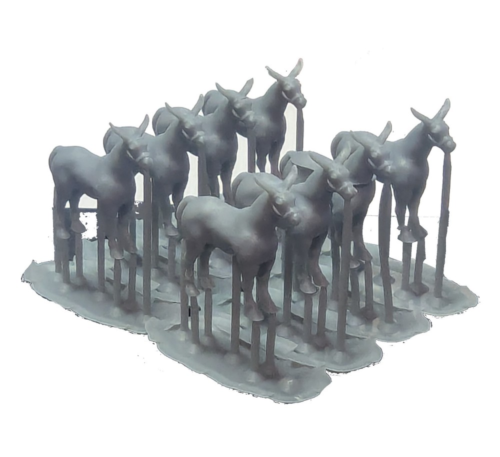 N Scale set of 8 Mules
