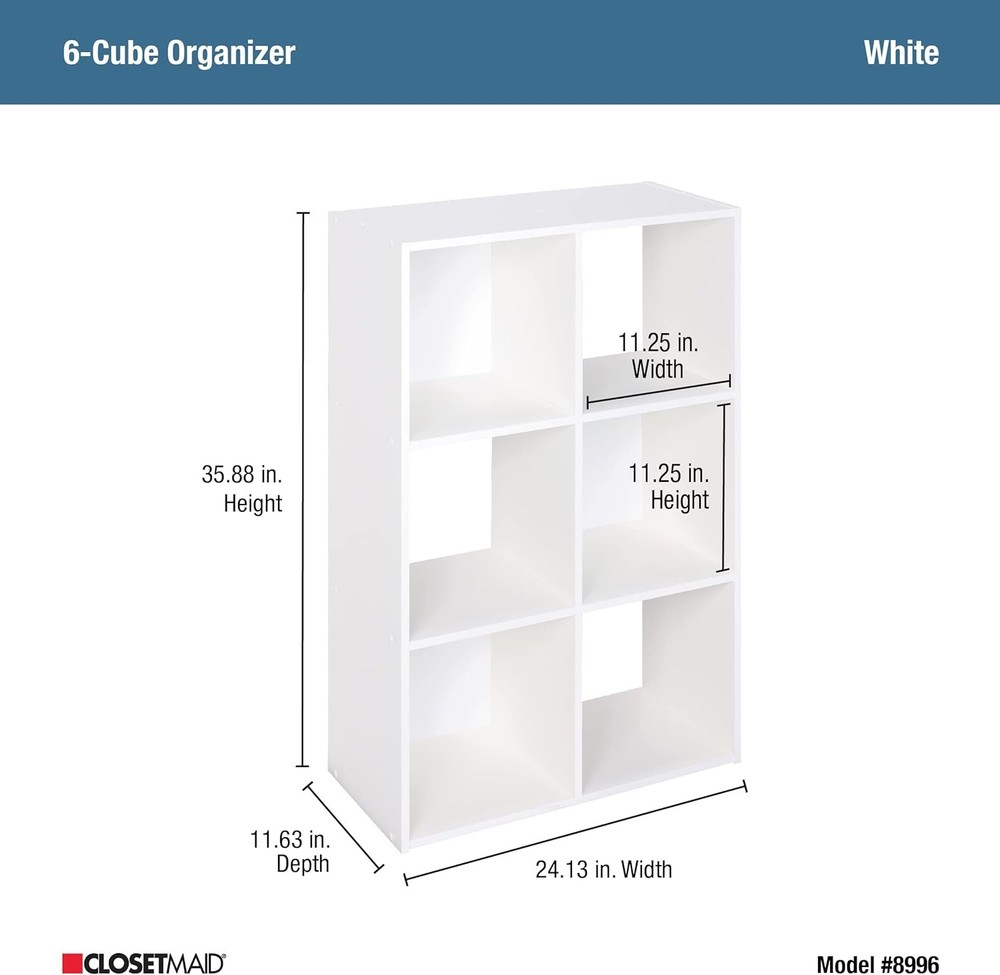 Cubeicals 6 Cube Storage Shelf Organizer Bookshelf Stackable Vertical/Horizontal