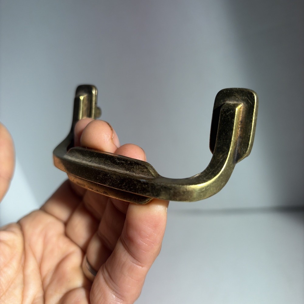Vintage Art Deco Mid Century Modern Style Single Brass Drawer Pull Handle