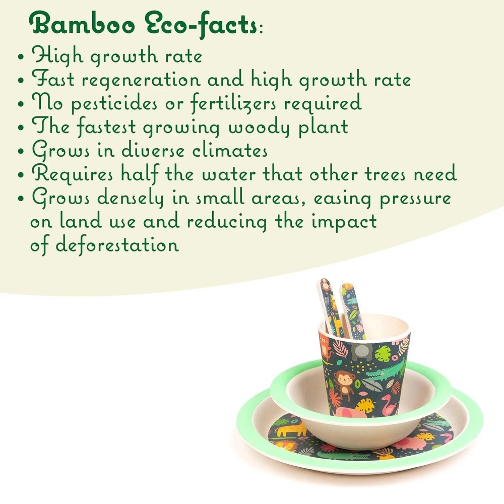 Boppi: Bamboo Dinnerware 5-Piece Set - Jungle Set 2