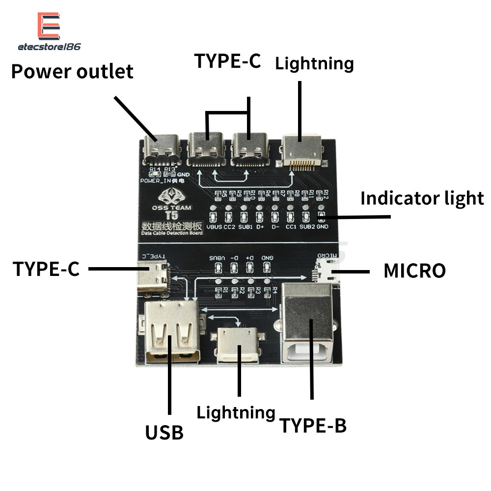 T5 Multifunctional Interface Cable Detection Module Data Cable Abnormal Testing