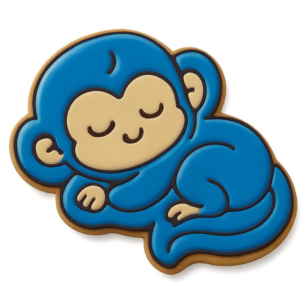 Sleeping Chibi Macaque Cookie Cutter & Stamp - 4x3