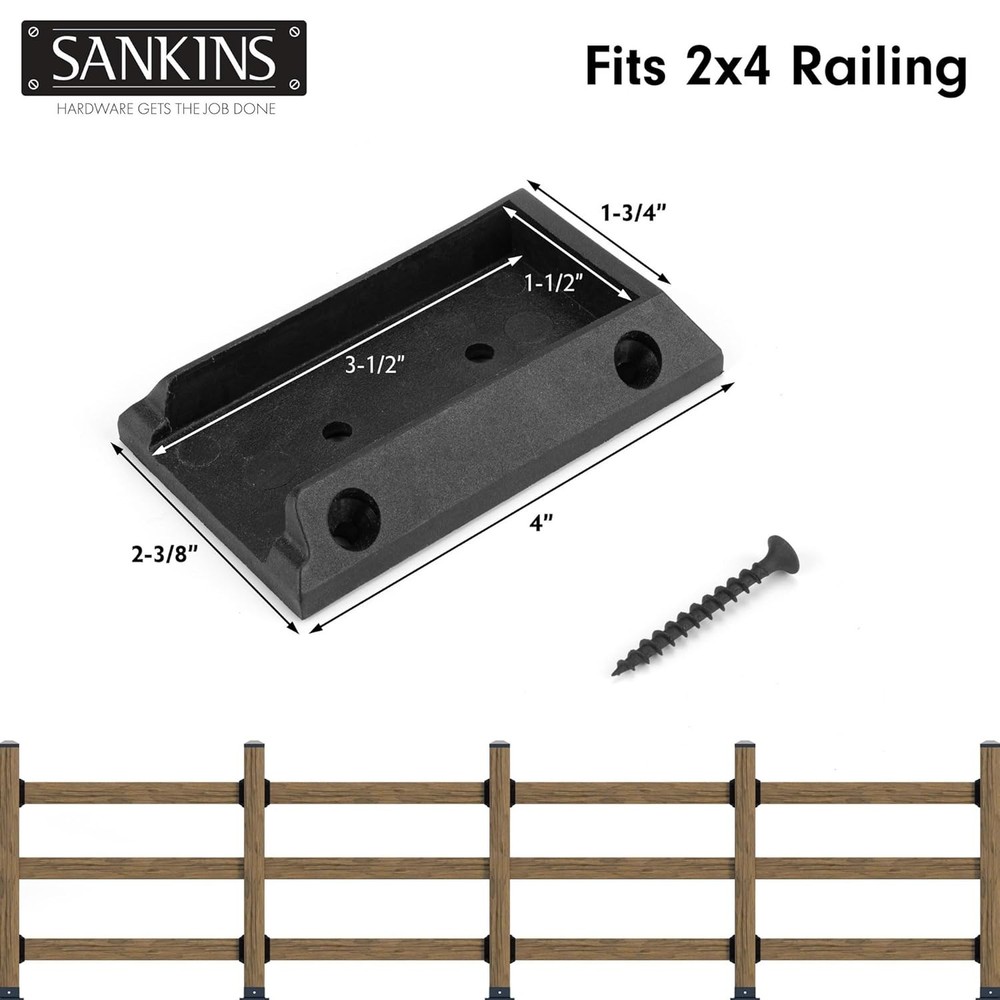 Customizable 10-Pack Black Deck Railing Brackets for 2x4 – Heavy-Duty Design