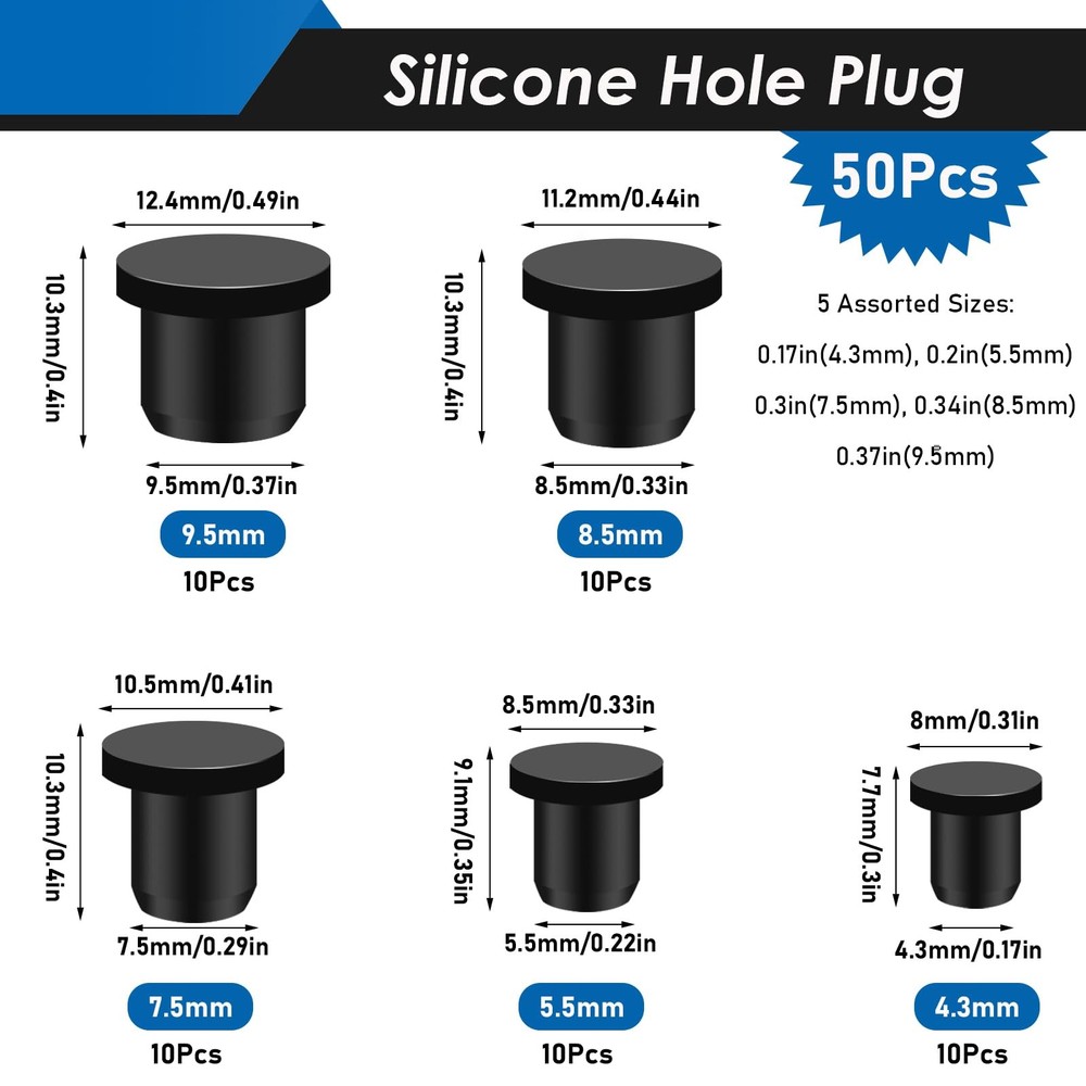 70Pcs 16 Sizes Solid Rubber Stoppe & Silicone Hole Plug Assortment Kit Flexib...