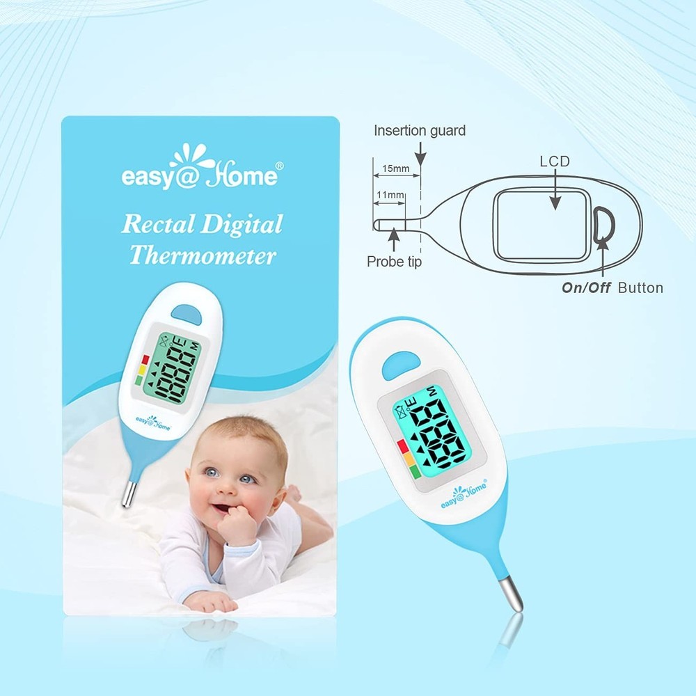 Accurate Baby Rectal Thermometer - Clear LCD Display, Fever Indicator, Quick Use
