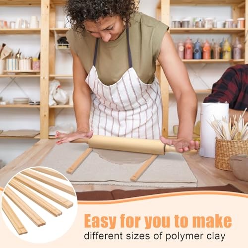 12 Pcs Pottery Tools Include 1 Wood Rolling Pin Sculpting Polymer Tablecloth