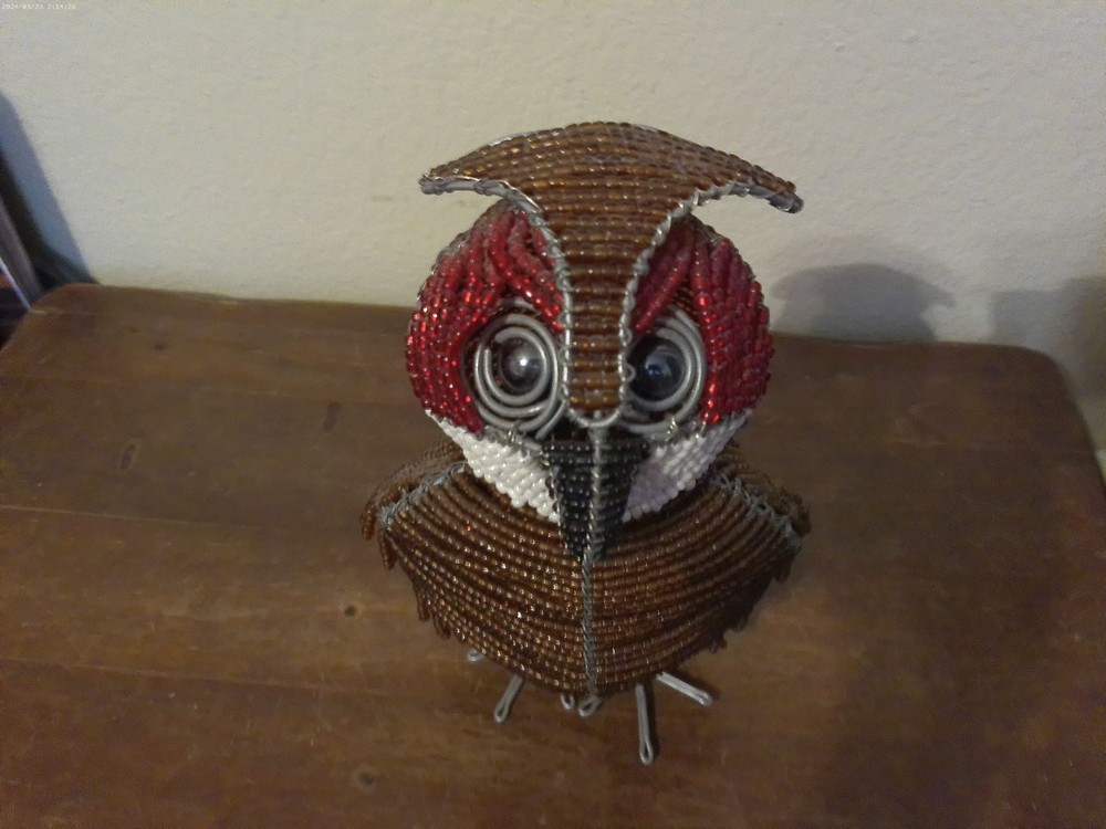 Large Beaded Owl Figure