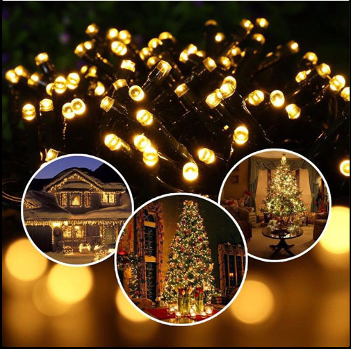 100 LED Solar String Lights 40FT Warm White 8 Modes Auto On/Off Xmas Decorations
