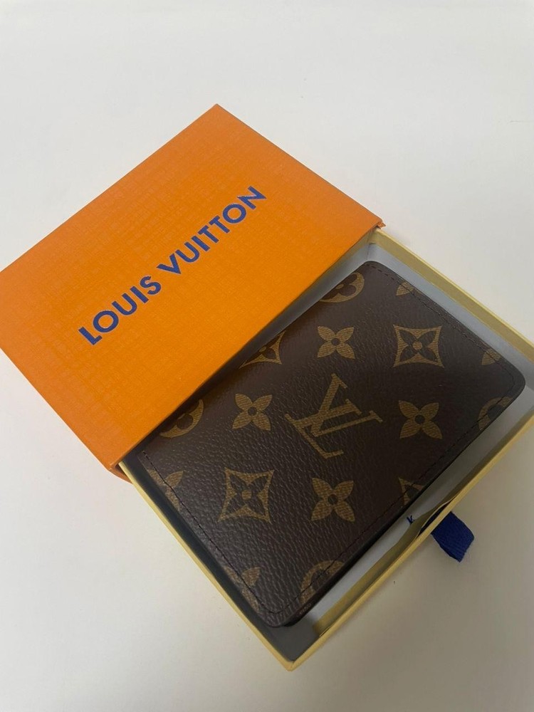 LV Louis Vuitton Pocket Organizer Monogram Eclipse Brown