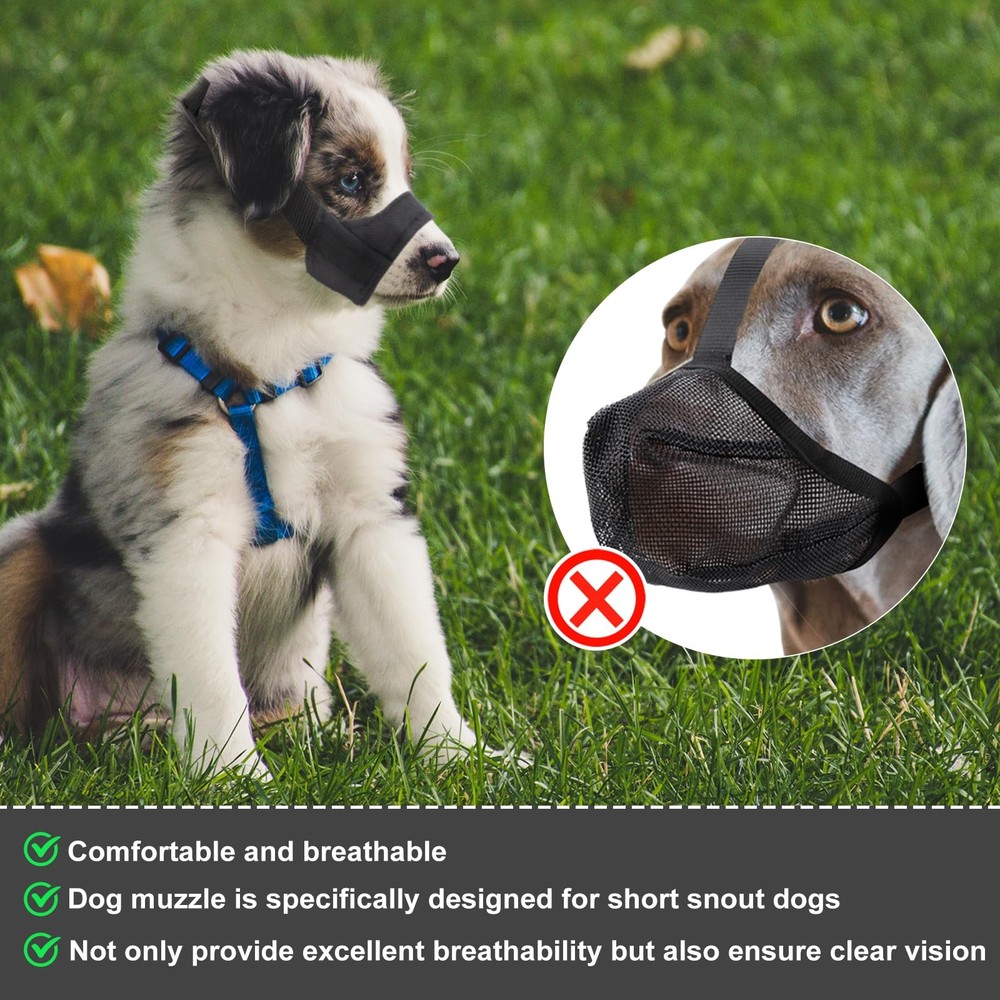 PEUTIER Short Snout Dog Muzzle, Muzzle for Small and Medium 5.5-7, black