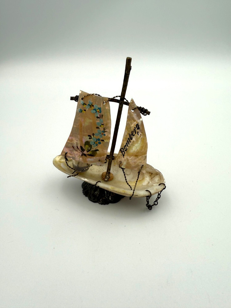 Antique Shell Boat Thimble Holder-Bamberg-Sterling Simons Thimble