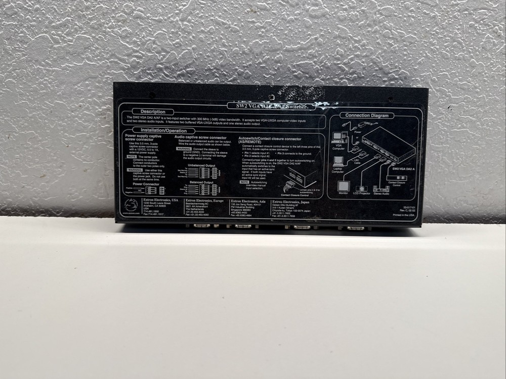Extron SW2 VGA DA2 A/AF Switcher Auto Switch
