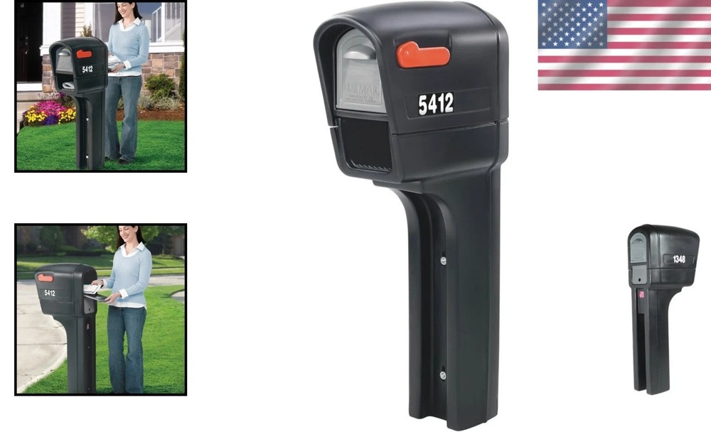 Mailbox & Post Set - MailMaster Plus Black Design, Easy to Assemble Features