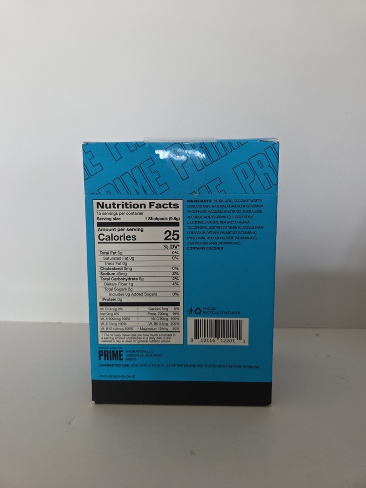 (5) Prime Hydration + Sticks BLUE RASPBERRY 75 Sticks Total READ