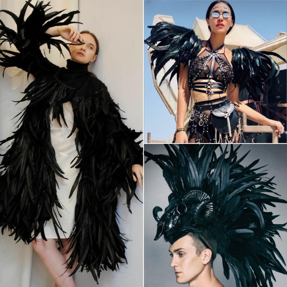 Long Rooster Tail Feathers Bulk, 60Pcs, Costume Decor, Black