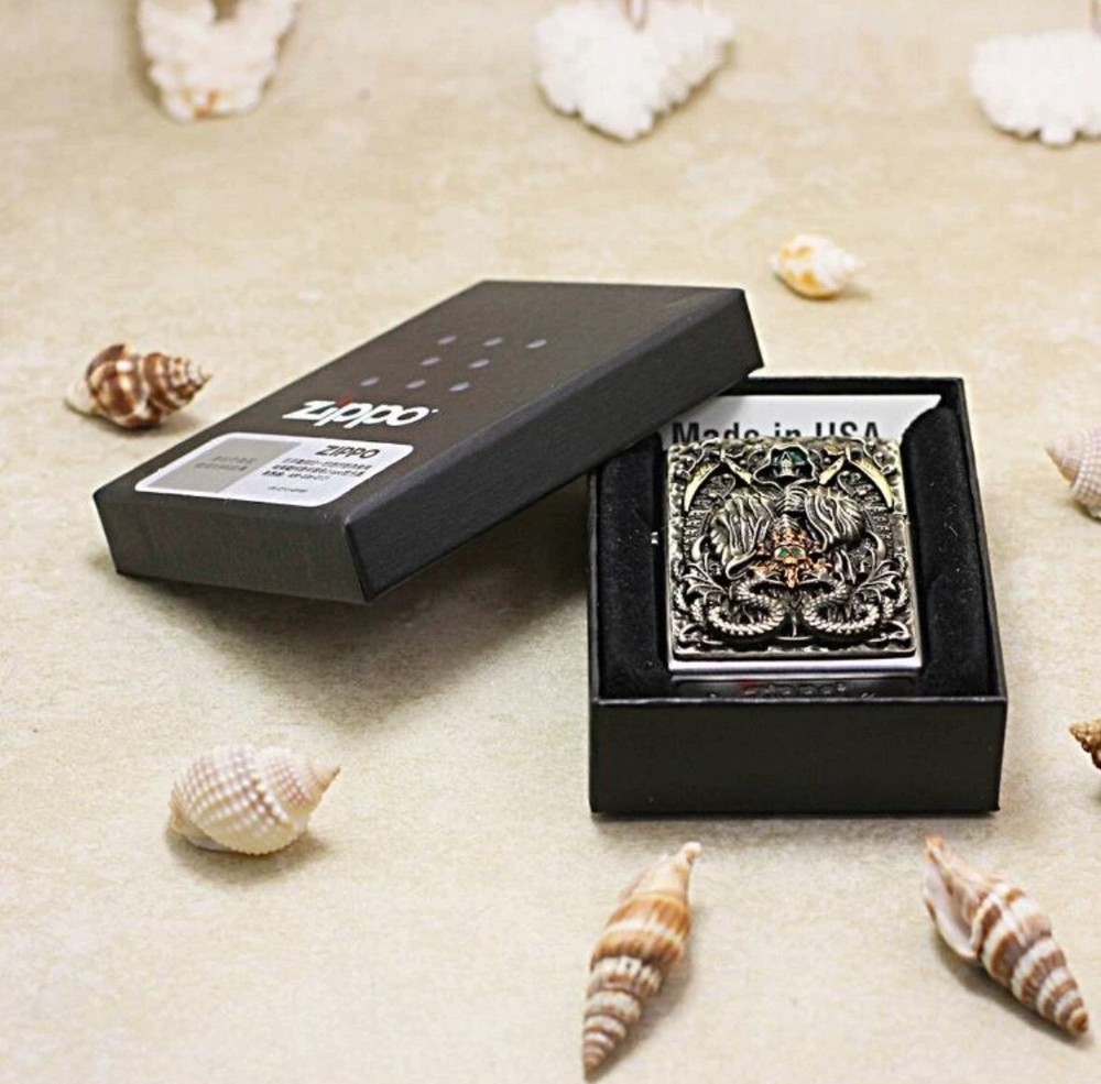 New Zippo oil Lighter skeleton Silver with box