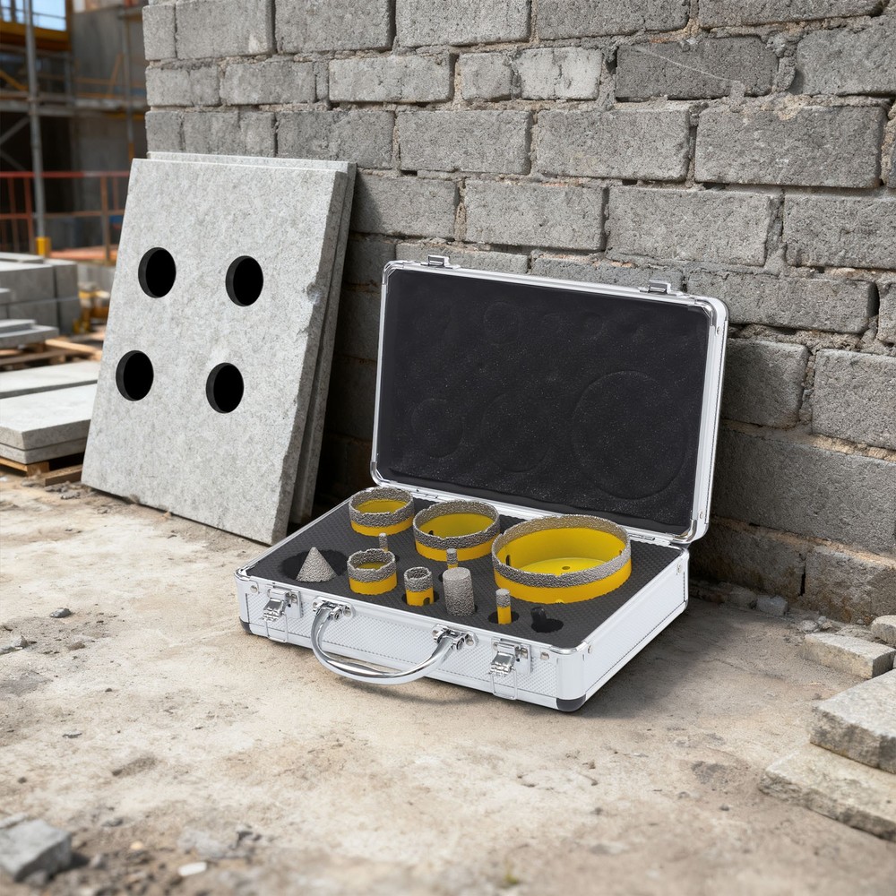 10Pcs Drill Bits, Diamond Drill Bits Kit, Professional Drilling Tool Set Toolbox