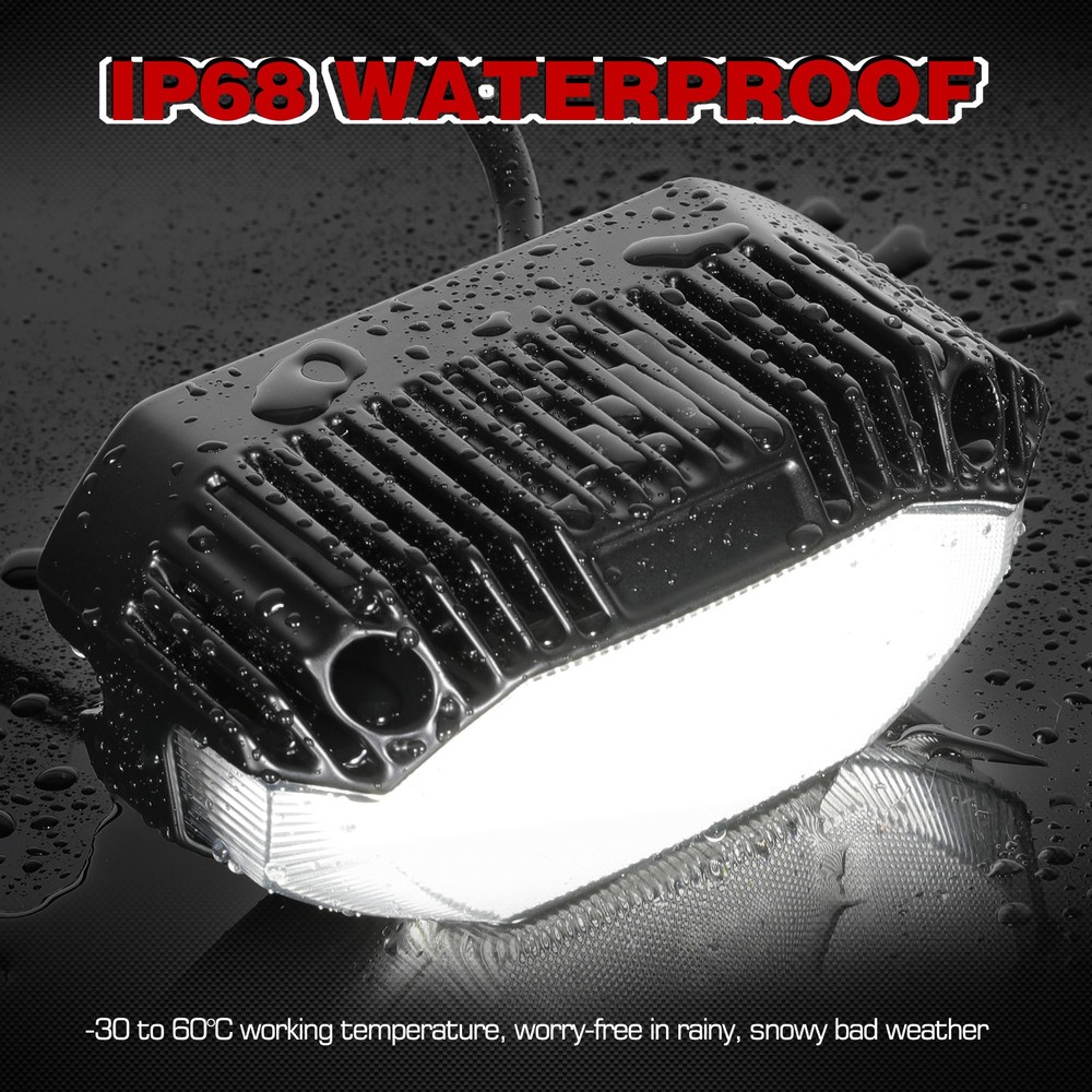 Black LED RV Exterior Porch Utility Light 12V Camper Lamp 6000K For Trailer Boat