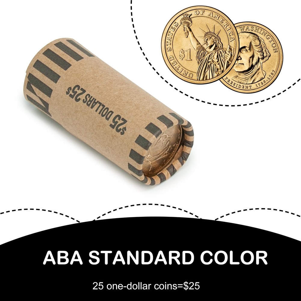 49 PCS Preformed Coin Wrappers Rolls -1 Dollars