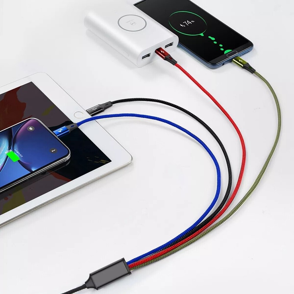 4 in 1 Multi USB Charging Cable Fast Charger Cord For iPhone/Type C/Micro