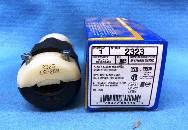 LEVITON 2323 2-POLE 3-WIRE GROUNDING CONNECTOR 20A-250V