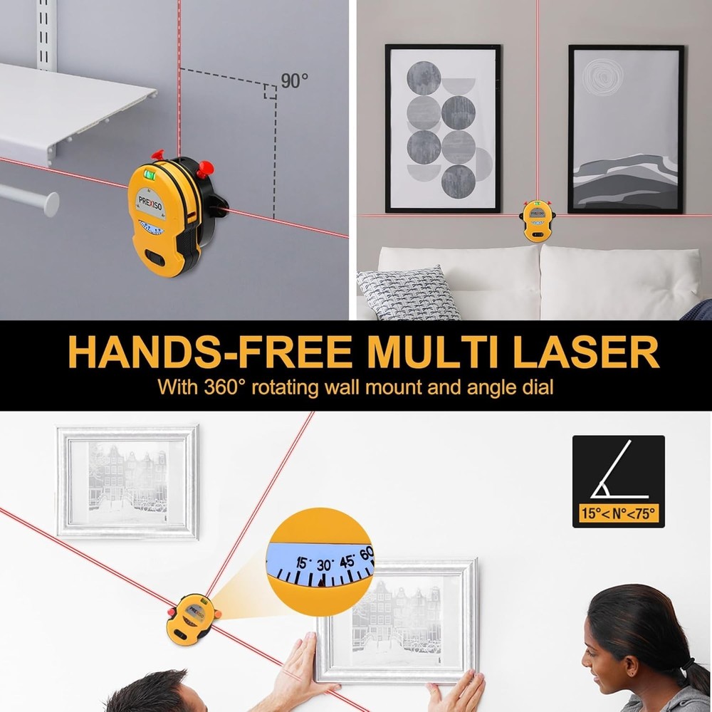 PREXISO Multi Surface Laser Level LED Light Vial 30Ft Horizontal & Vertical