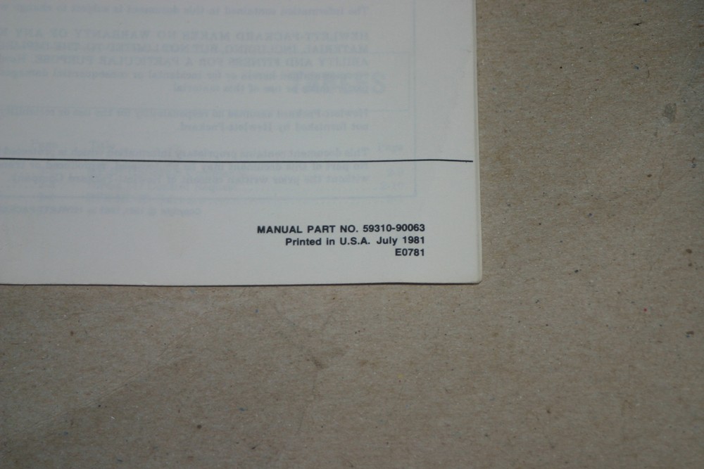 HP RTE Driver DVR37 for HP 59310B Interface Bus Programming & Operataing Manual