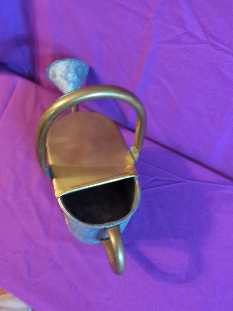 Mini Brass and Galvanized Watering Can Floral Embrossed Pattern