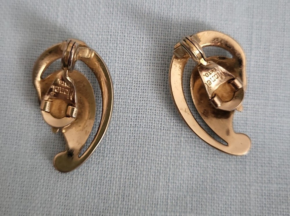 Vintage Monet Earrings Silvertone Teardrop Signed Monet Patd.