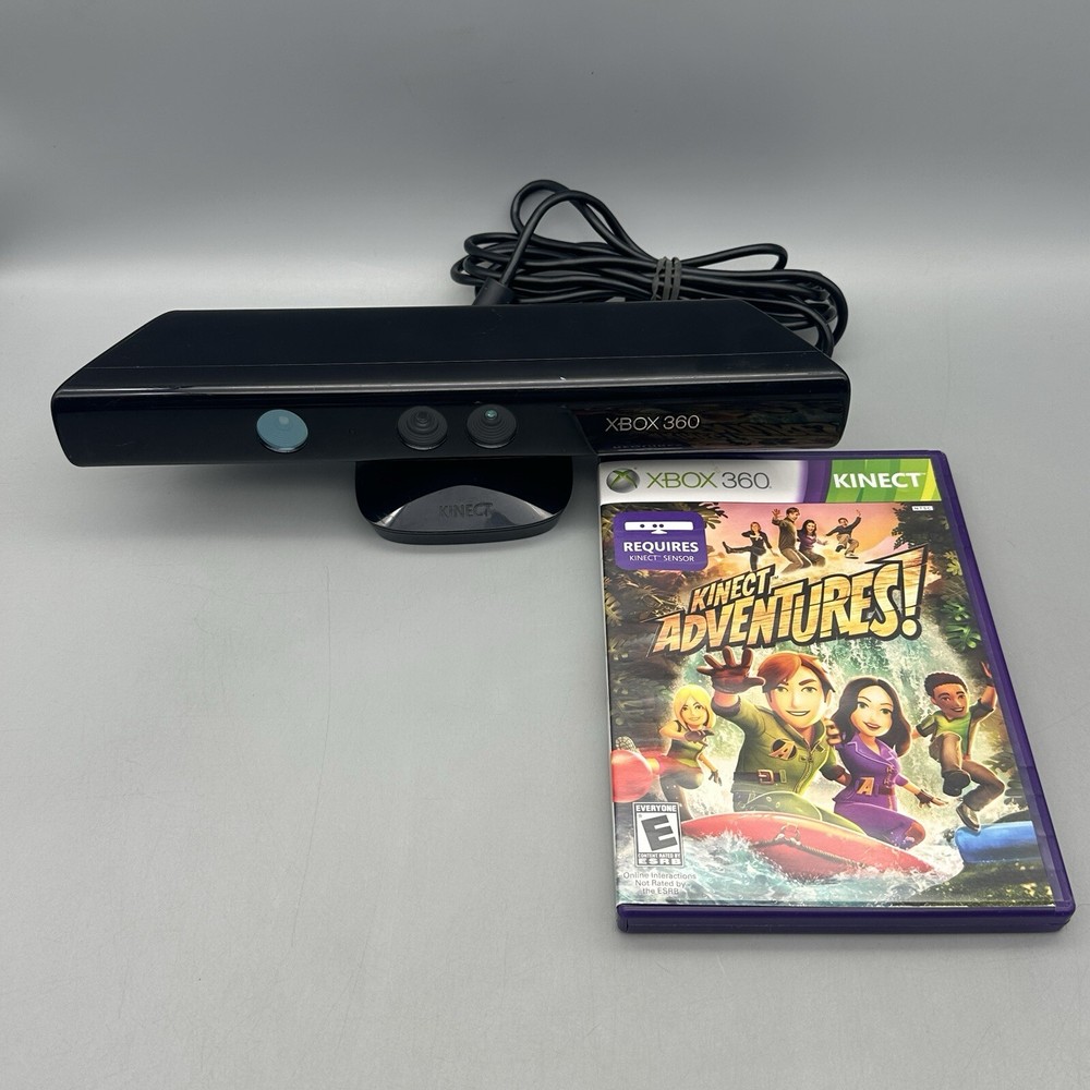 Microsoft Xbox 360 Kinect Sensor Bar 1414 w/ Kinect Adventures Game | TESTED