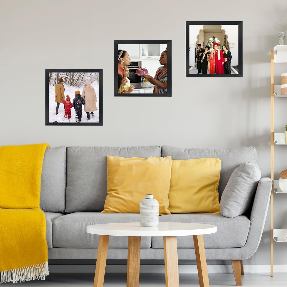 7x7 Picture Frame Black for Wall Hanging or Tabletop, Wall Mounting Horizonta...