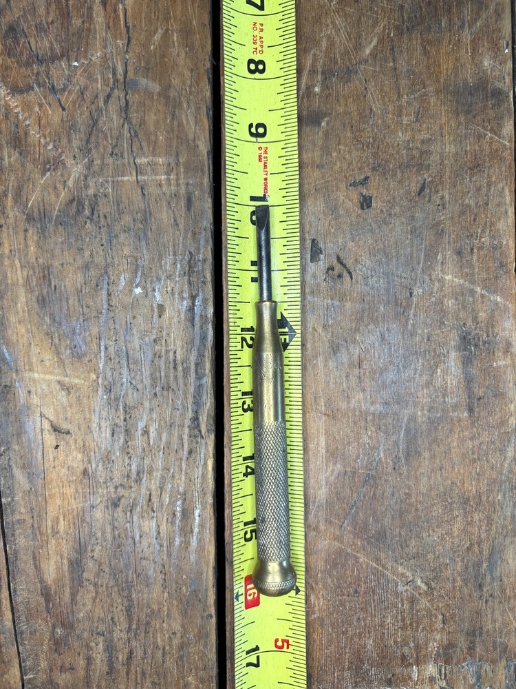 Vintage Solid Brass 4-piece Nesting Screwdriver Set Flat Head 6" Antique Tool