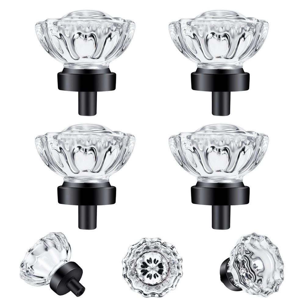 4 Pack Crystal Knobs Drawer Knobs Vintage,Glass Crystal knobs for Dresser Dra...